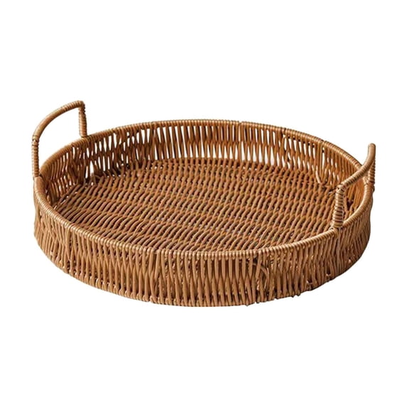 Wovilon Cane Woven Storage Basket, Woven Storage Table Top Sum Dried Fruit Snack Storage Fruit Happiness Gift Tray Afternoon Storage Basket