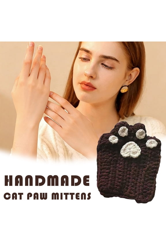 Cats Paw Handmade Crochet Gloves Half-finger Knitting And Winter Gift