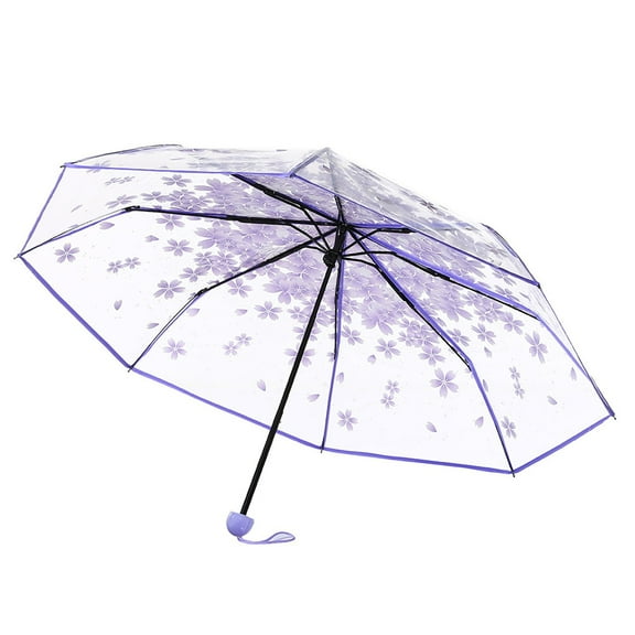 Wovilon Cherry Blossoms Umbrella Cute Transparent Bubble Umbrella Clear Dome Semi-Automatic Sunny Umbrella for Kids Girls Boys Or Women Romantic Windproof Wedding Decoration Umbrella