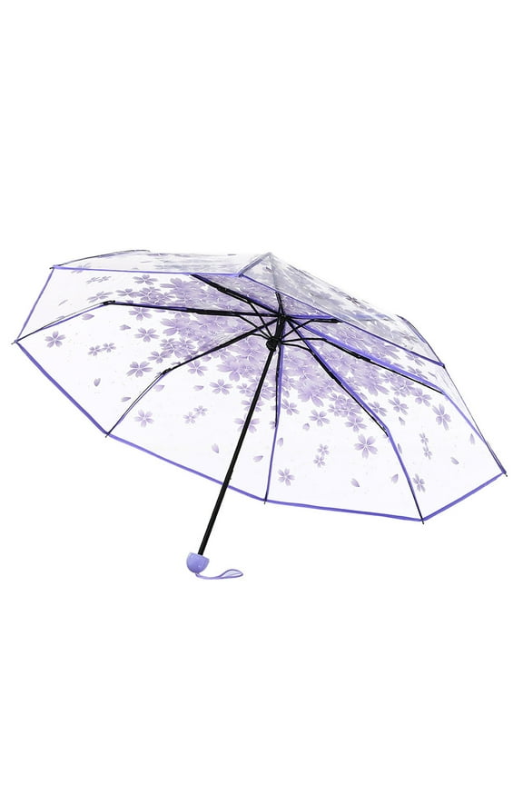 Cherry Blossoms Umbrella Cute Transparent Bubble Umbrella Clear Dome Semi-Automatic Sunny Umbrella for Kids Girls Boys Or Women Romantic Windproof Wedding Decoration Umbrella