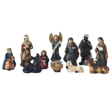 Wovilon Christ Nativity Statue Scene Set Baby Jesus Manger Figurines Resin Crafts Miniatures Religious Ornament Church Gift Christmas Clearance