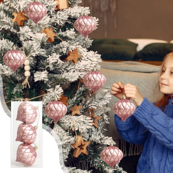 Wovilon Christmas Ball Decoration Shatterproof Christmas Decoration Set Onions Head Shape Painted For Christmas Tree Also Suitable For Other Party Decoration 3pcs