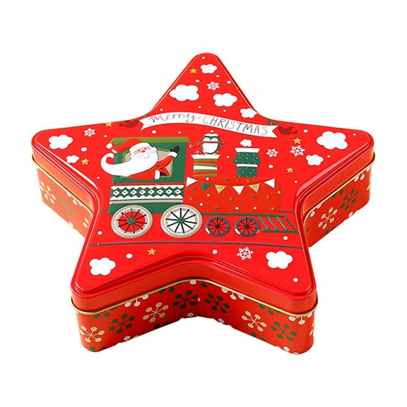 Wovilon Christmas Chocolate Candy Packaging Box Wedding Candy Box Star Shaped Tin Box Empty Box Decoration Home Decoration Snack Storage Box