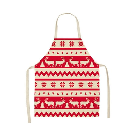 Wovilon Christmas Classic Holiday Linen Apron