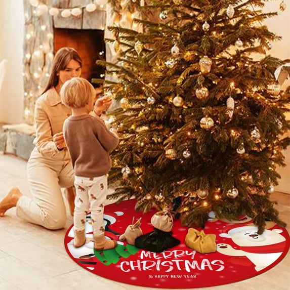 Wovilon Christmas Decor Christmas Ornaments Christmas Tree Skirt Printed Tree Skirt Home Christmas Tree Decoration