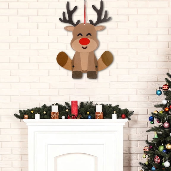 Wovilon Christmas Decorations Christmas Large Blanket Pendant Cartoons Deer Hand Movable Hanging Decoration Holiday Party Decorations