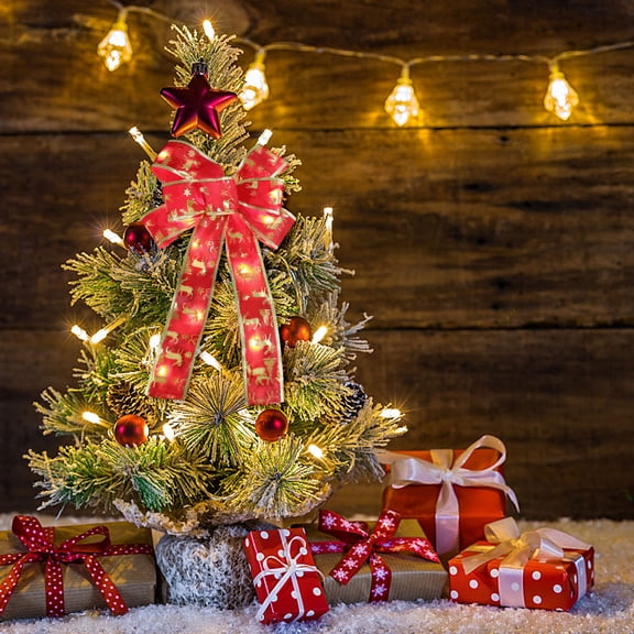 Wovilon Christmas Decorations Christmas Tree Bow, Christmas Wreath Bow, Christmas Led Wreath Bow, Warm LED Lights Christmas Tree Topper For Indoor Outdoor Xmas Decoration