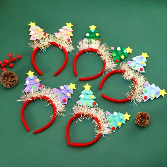 Wovilon Christmas Decorations Indoor Christmas Tree Shaped Cloth Headbands Buckles Headwears Adult And Children's Party Decorations