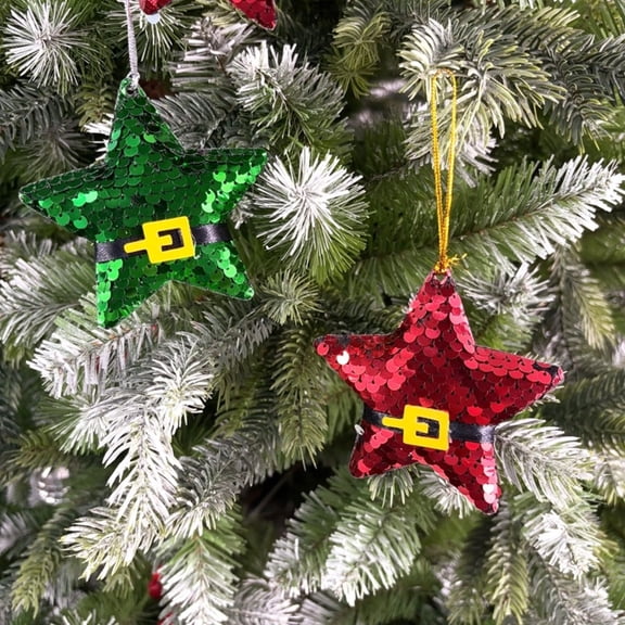 Wovilon Christmas Decorations Indoor Festive Party Christmas Star Decoration Hanging Santa Belt Decoration Christmas Tree Decoration
