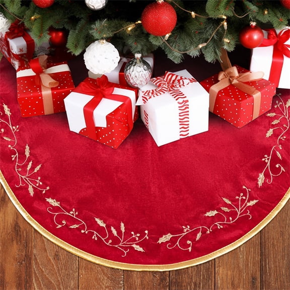 Wovilon Christmas Gifts Christmas Decoration Red Leaf Christmas Tree Tree Skirt Holiday Arrangement