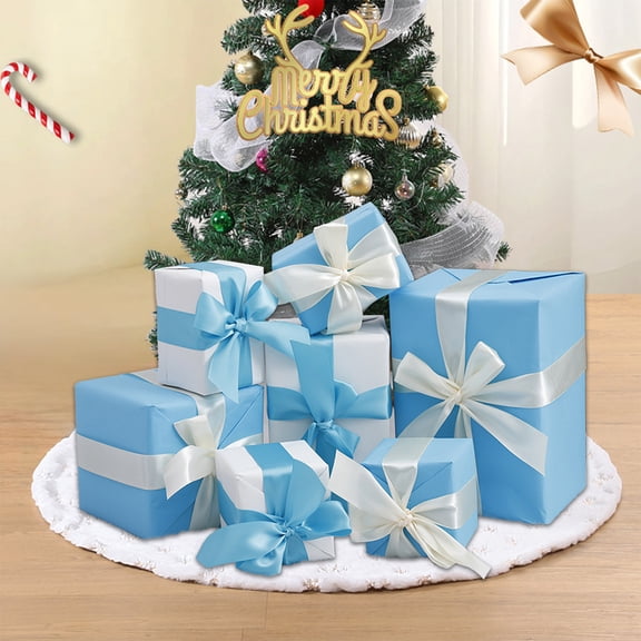 Wovilon Christmas Gift Boxes Under the Christmas Tree Scene Decoration