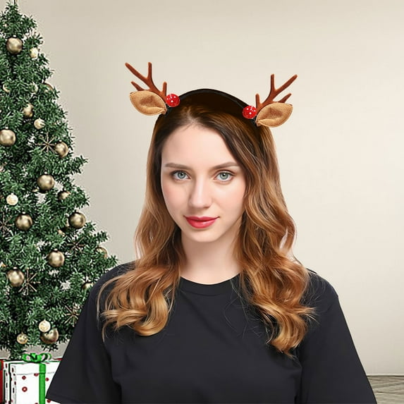 Wovilon Christmas Ornaments Christmas Red Deer Antlers Headband For Girls And Children Cute Hair Accessories Forest Deer Headband Accessories Adult Hair Accessories