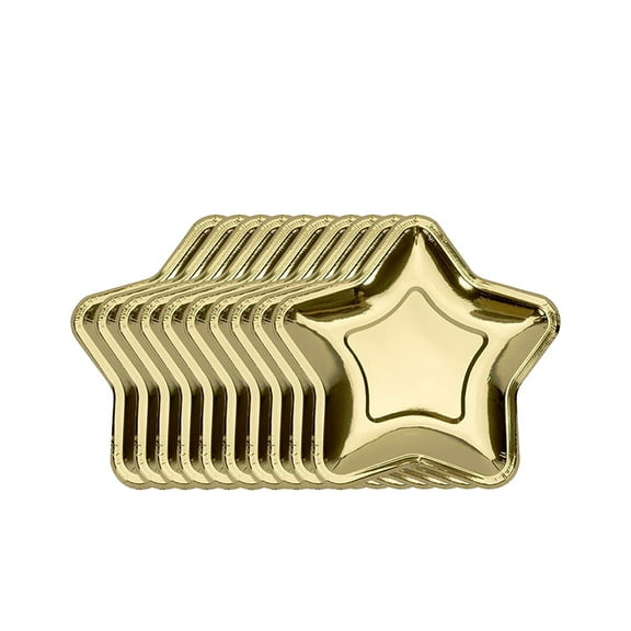 Wovilon Christmas S-ilver Gold Five Pointed Star Hot Gold Paper Tableware Paper Tableware Christmas Disposable Tableware Shaped Star Tableware