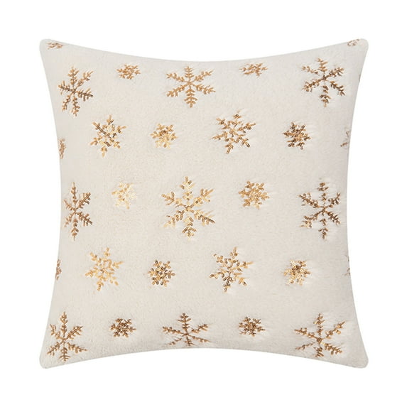 Wovilon Christmas Snowflake Pillow Set Sequins Embroidery Cushion Room Living Room Sofa Cushion Christmas Day Pillow