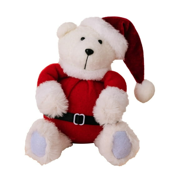 Wovilon Christmas Teddy Bear Figurine Plush Cute Christmas Bear Decoration Children's Gift Christmas Doll