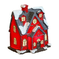 Wovilon Christmas Winter Village Houses Set LED Lighted DIY Christmas Figurines Christmas Miniature Resin Ornament Kits Christmas Cedar Bare Branch Tree Street Lamp
