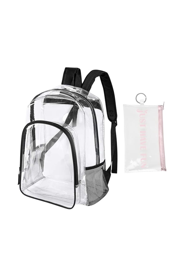 Heavy Duty Transparent Clear Backpack See Through Plastic Bookbag for School See Through Backpacks For School,Sports,Work,Stadium,Security Travel,College - Black