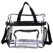 Wovilon Clear Bag for Travel, Plastic Clear Tote Bag with Adjustable Strap, Transparent See Through Bag Waterproof Stadium Approved