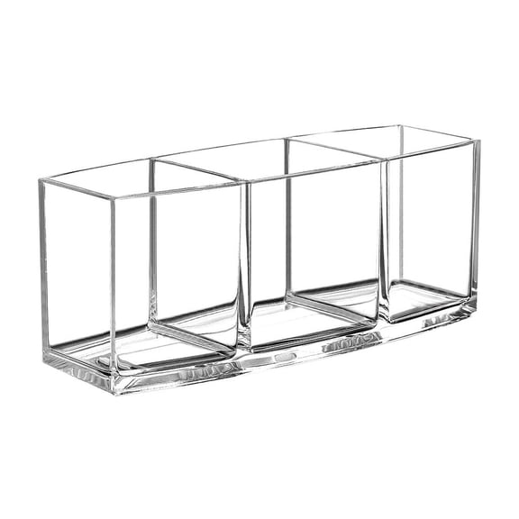Wovilon Clear Makeup Brush Holder Organizer, 3 Slot Acrylic Cosmetics Brushes Storage Storage Trunks Storage Bags