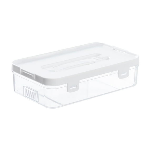Wovilon Clear Plastic Storage Container with Lid Handle - Multipurpose Crafts Organizers and Storage Box - Easy Carry Stack Flat Storage Box for Pencils Markers Crayon, 9.5" x 5.6" x 2.5"