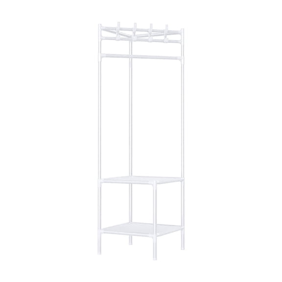 Wovilon Coat Rack Freestanding Closet Organizer Hall Tree With 2 Storage Shelves Corner Storage Organizer For Entryway Bedroom