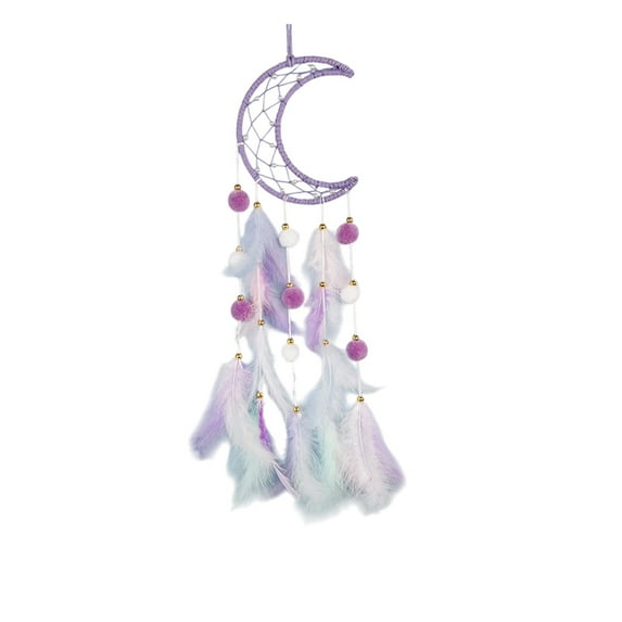 Wovilon Colorful Dreamcatcher Crescent Shaped Bedroom Dreamcatcher Handwork Wall Decoration Dreamcatcher Feather Crafts