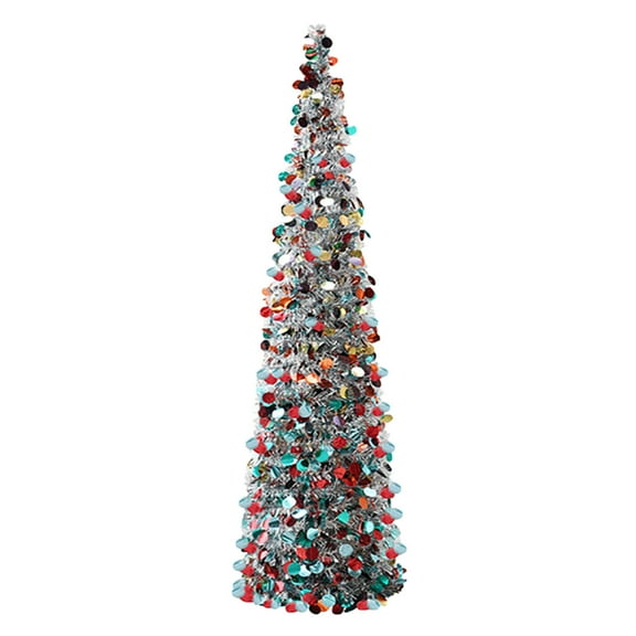 Wovilon Colorful Round Pagoda Shape Retractable Folding Pops Up Christmas Tree