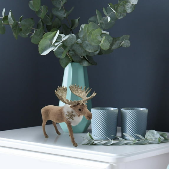 Wovilon Creative Christmas Decorations, Simulated Mooses, Elk Decorations, Toys, Snowflakes, Big Horned Deer Plush