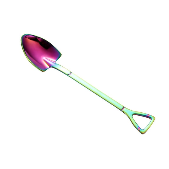 Wovilon Creative Stainless Steel Shovel Spoon Fork Coffee Spoon Mixing Bar Spoon Dessert Spoon Fork Watermelon Spoon