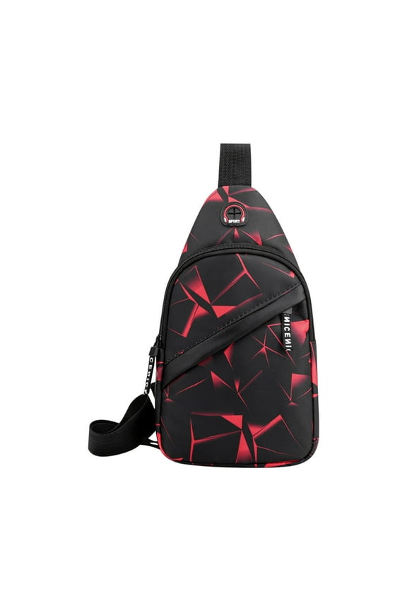 Crossbody Sling Backpack, Printing Sling Bag with Zipper, Waterproof Crossbody Bag for Sport Travel Hiking Chest Bag Daypack - Red
