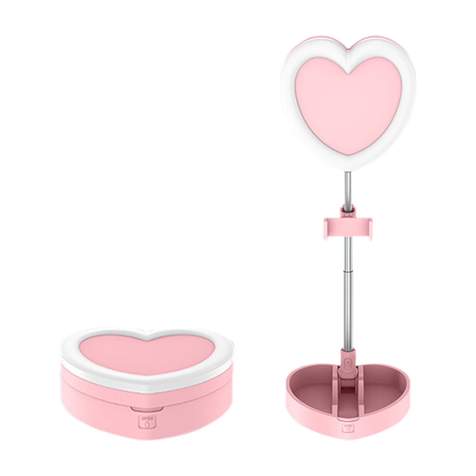 Wovilon Desk Lamp Led Ringlight With Phone Holder,Light With Stand, Foldable, Stretchable Portable Selfie Desk Fill-Light, Heart-Shaped Lights For Selfie/Live Stream/Makeup