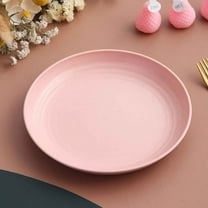 Wovilon Dessert Plates, 6.9 inch Plastic Round Salad Plates, Appetizer Plates, Cute Decorative Plastic Dinnerware for Kitchen, Small Plates Serving Dishes, Dishwasher Oven Microwave Safe （Pink）