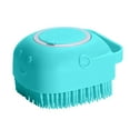 thumbnail image 1 of Wovilon Pet Bath Massage Brush (Blue), Soft Silicone Dog Bath Brush with Adjustable Ring Handle, Dog Shampoo Brush, Dog Shower Washing Brush Scrubber, Pet Rub Back Massage Dispenser Grooming, 1 of 8