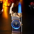 thumbnail image 1 of Wovilon Double Fire Switching Lighter With Quartz Watch Metal Inflatable Windproof Blue Flame Lighter Fashion Gift, 1 of 4