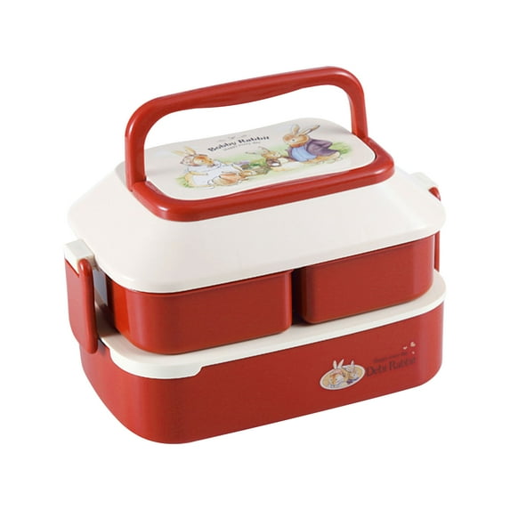 Wovilon Double Plastic Children'S Lunch Box Large Capacity Student Lunch Box Microwave Oven Adult Lunch Box Big