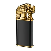 Wovilon Dragon Lighter, Magic Double Flame Lighter Luminous Torch Lighters Wind-Proof and Waterproof Unusual Creative Metal Gift for Men Valentines Day Gift for Boyfriend Lion Shape, Black
