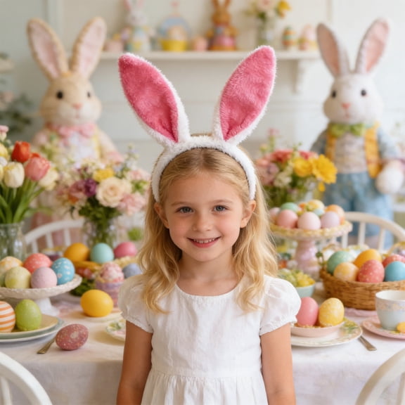 Wovilon Easter Bunny Ears Headband, Cute Plush Bunny Ear Head Hoops, Versatile Easter Costume Accessory for Holiday Party, Spring Event, Cosplay & Home Decoration