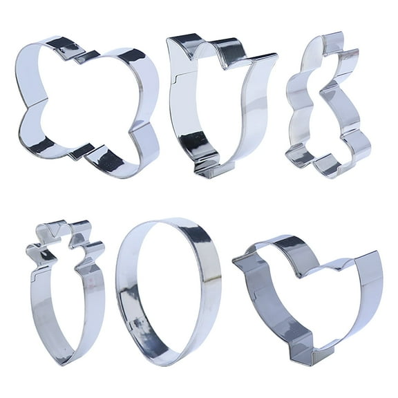 Wovilon Easter Cookie Cutters, 6 Pieces Carrot Eggs Bunny Rabbite Shapes Cookie Cutters Stain Steel Sets Holiday Themed Party Supplies