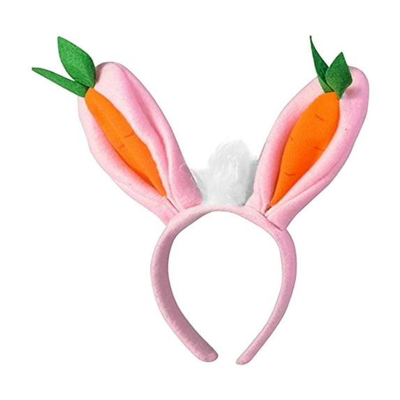 Wovilon Easter Holiday Decoration Easter Ears Carrot Head Buckle Gauze Dress Easter Style Headband