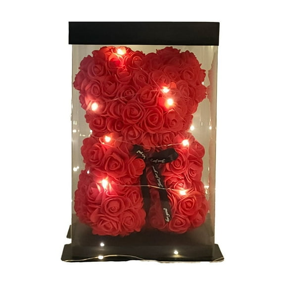 Wovilon Eternal Flower PE Rose Bear Birthday Gift Valentine's Day Qixi Gift To Girlfriend Simulation Flower Gift