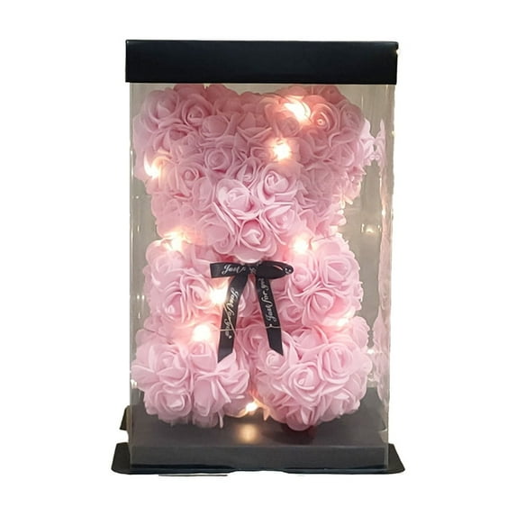 Wovilon Eternal Flower PE Rose Bear Birthday Gift Valentine's Day Qixi Gift To Girlfriend Simulation Flower Gift