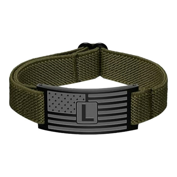 Wovilon Flag Initial Bracelet For Men Boys Adjustable Elastic Stretch Strap Letter Bracelets Jewelry Christmas Valentine's Day Gifts For Teen Boys