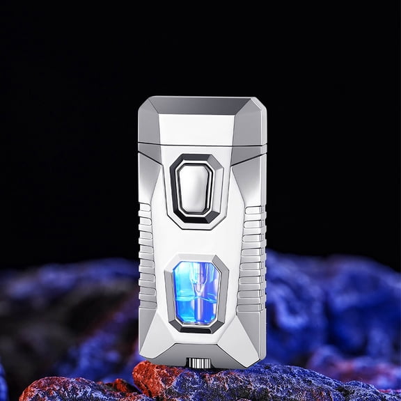 Wovilon Flame Lighter With 5 Flints Blue Visible Compartment Windproof Butane Gas Lighter Adjustable Soft Flame And Flame 2-in-1 Refillable Butane Lighte