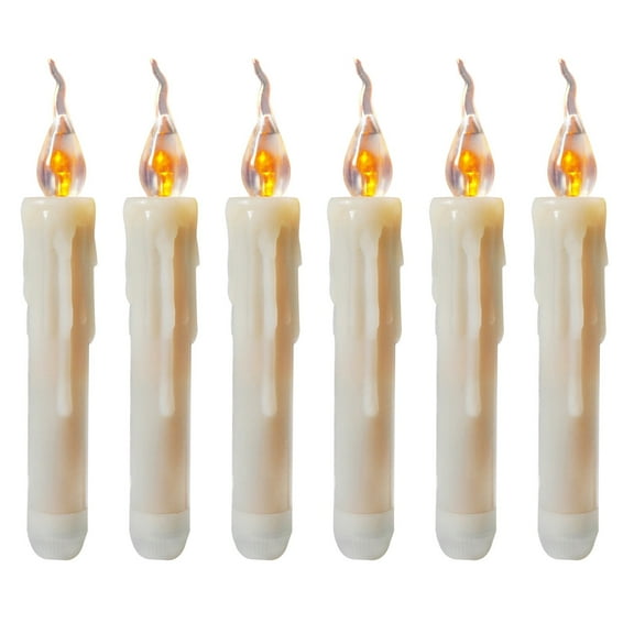 Wovilon Flameless Taper Candles, Ivory White, Battery Operated, 6 Count
