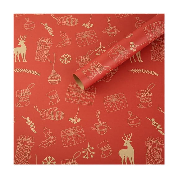Wovilon Folded Christmas Wrapping Paper For Kids Boys Girls Men Women Gifts Christmas Tree Snowflakes Happy New Year Bulking Pack Of 1