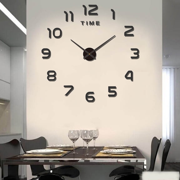 Wovilon Frameless Large Diy Wall Mute Clock Frameless 3D Mirror Wall Clock For Living Room Home Office Decoration Stickers 60Cm
