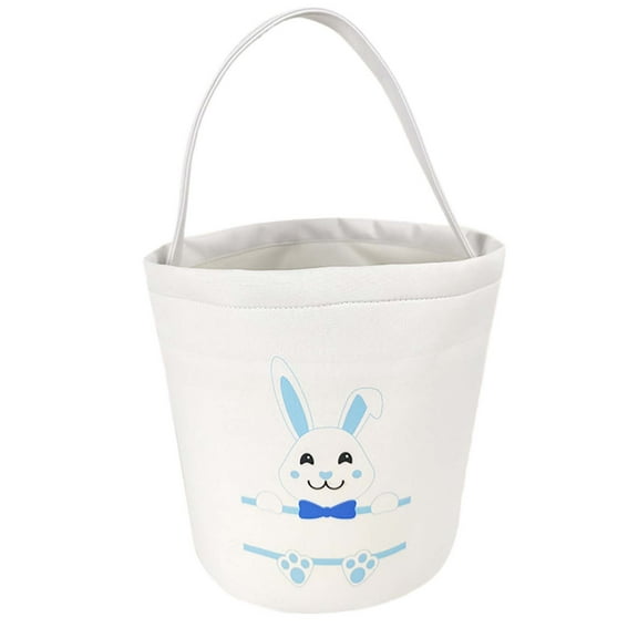 Wovilon Gift Wrap Storage Easter Basket Holiday Rabbit Bunny Printed Canvas Gift Carry Candy Bag