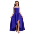 thumbnail image 1 of Wovilon Girls Ruched Spaghetti Strap High Low Party Dress with Crisscross Back, Sleeveless A-Line Formal Gown for Weddings, Pageants and Special Occasions, Elegant Satin Finish, 1 of 6
