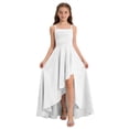 thumbnail image 1 of Wovilon Girls Ruched Spaghetti Strap High Low Party Dress with Crisscross Back, Sleeveless A-Line Formal Gown for Weddings, Pageants and Special Occasions, Elegant Satin Finish, 1 of 6
