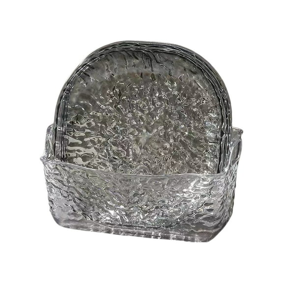 Wovilon Glacier Pattern Household Fruit Plates Dining Table Garbage Tray Transparent Desktop